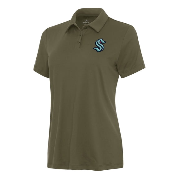 Women's Antigua Olive Seattle Kraken Reprocess Polo