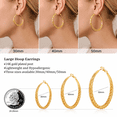 thumbnail image 5 of YOUNGYUE 14K Gold Plated Braided Hoop Earrings for Women, Woven Twist Round Hoops, 30/40/50mm, 5 of 8