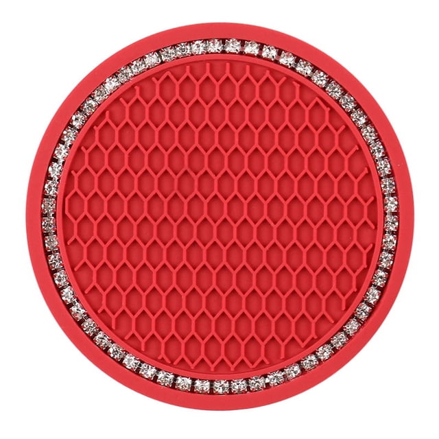 Alfombrilla para taza de agua de coche con forma de panal de abeja y rejilla creativa, multifuncional, con alfombrilla antideslizante de diamantes de imitación