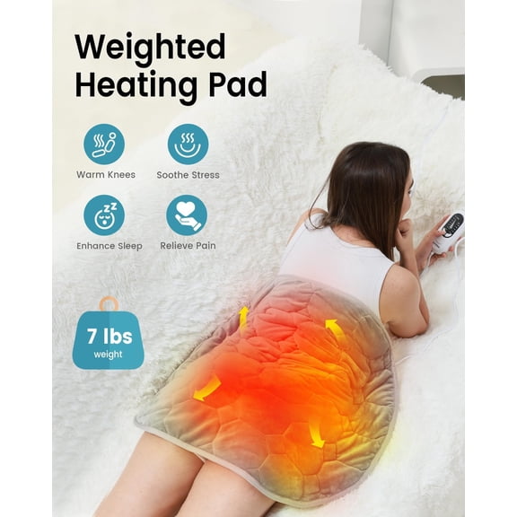 Weighted Heating Pad for Deeper Pain Relief, 7lbs Size(29x24) with Fast Heat Technology, Heated Blankets for Adults, Relief for Back and Shoulder and Knee