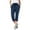 Navy Blue, variant on Women's Casual Elastic Waist Pants - Mid-Length, Pockets & Belt Design, Cotton Blend for Spring/Summer/Autumn, True to Size Fit