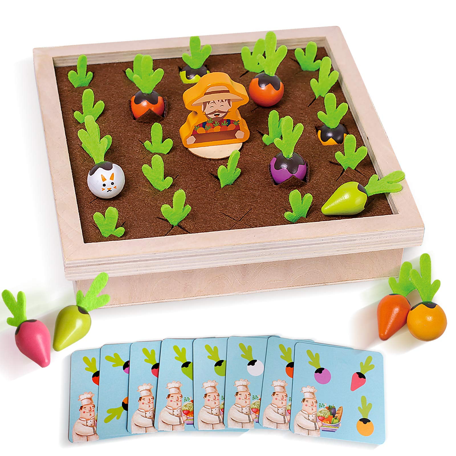 Wooden Fun Carrots Harvest Toy Memory Games Radishes Shape Color
