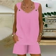 thumbnail image 4 of Zpanxa Two Piece Sets for Women Summer V-Neck Sleeveless Camisole Tops with Pockets Comfy Shirts Biker Shorts Tracksuit Casual Sweat Sets Lounge Sweatsuits Matching Set Pink A M, 4 of 7