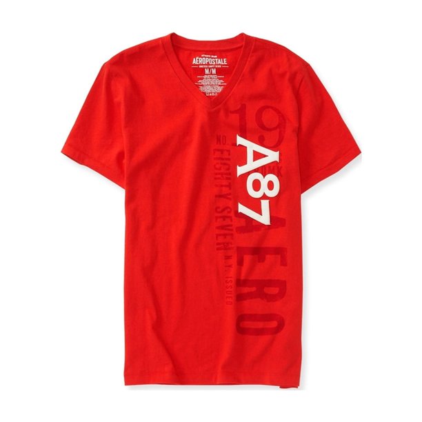 Camiseta gráfica Aeropostale con cuello en V Vert para hombre roja XX-Large