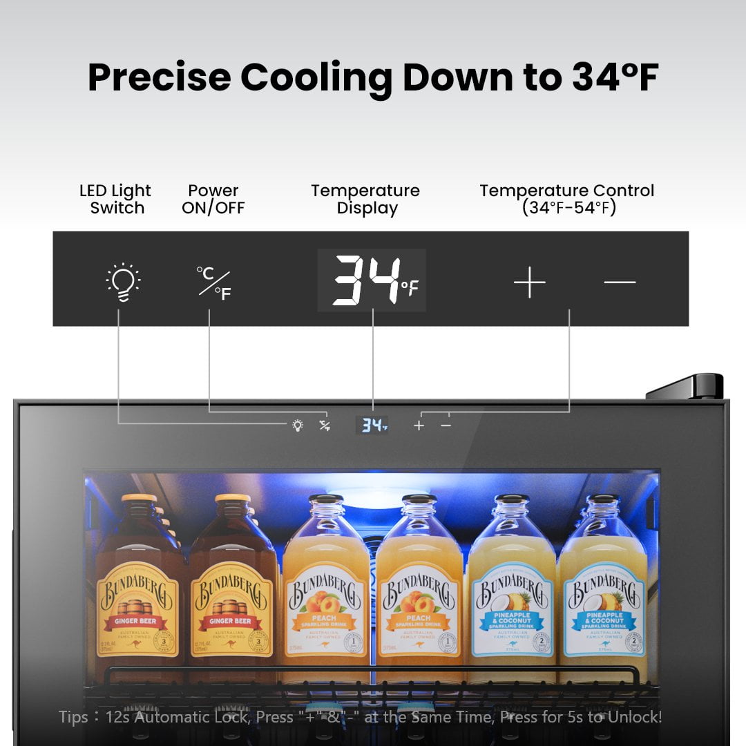 Yeego 160 Cans Beverage Refrigerator, Freestanding Beverage Cooler with Glass Door for Home/Office/Bar, Black