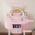 thumbnail image 4 of JOYMOR Kids Vanity Table and Chair Set, Rabbit Style, Touch Screen 3-Color LED Lighted Mirror, Suitable for Ages 3+, 4 of 7
