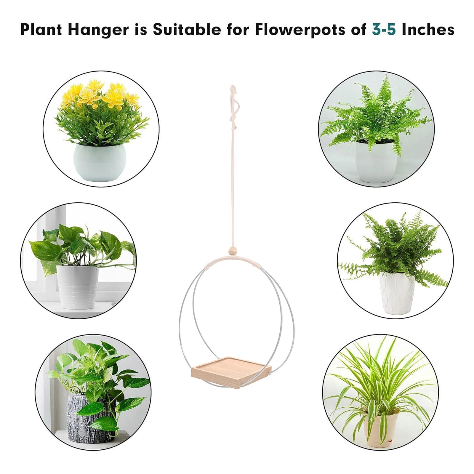 Leodye 1PCS Cotton Rope Hanging Garden Planter Customizable Stylish Home Garden Window Plant Display Basket Prop -11.81x4.92in