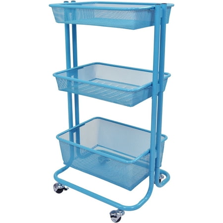 Luxor 3 Shelf Rolling Storage Cart Blue Walmart
