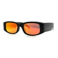 thumbnail image 5 of Kush Graffiti Logo Mens Narrow Rectangle Thick Temple Gangster Sunglasses Black Logo - Red Mirror, 5 of 7