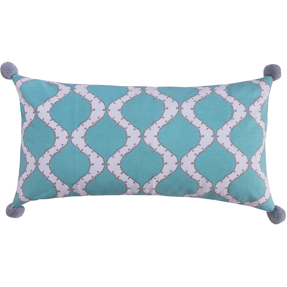 Levtex Home Gramercy Decorative Pillow (12X24in.) Medallion Ogee Teal, Cream and Silver
