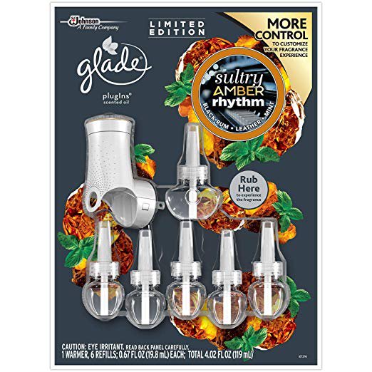 Glade Plugins Sultry Amber Rhythm 1 Scented Oil Warmer & 6 Fragrance