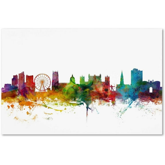Trademark Fine Art "Nottingham England Skyline II" Canvas Art by Michael Tompsett