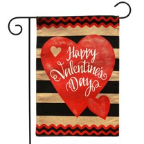 Briarwood Lane Striped Valentine's Day Burlap Garden Flag