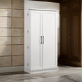 thumbnail image 6 of Coe 71 Inch Storage Cabinet Wardrobe with Swing Out Door- White Solid Wood, 6 of 6