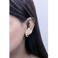thumbnail image 2 of Dazzlingrock Collection Round Lab Grown White Diamond Station 3 Stone Hoop Earrings for Women (0.10 ctw, Color H-I, Clarity SI2) in 18K White Gold, 2 of 6