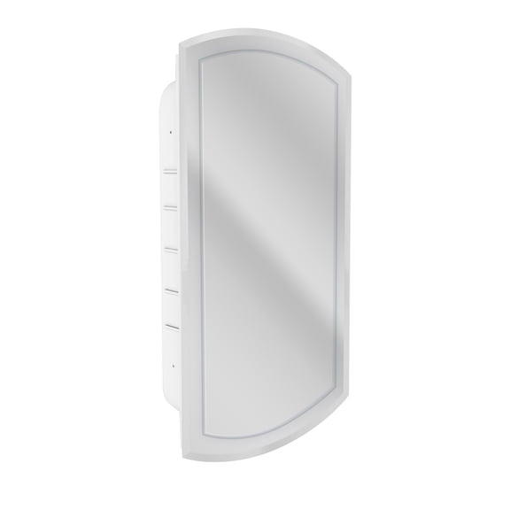 Head West 16x30 inch Arched Recessed Medicine Cabinet Storage, Frameless Bathroom Wall Mounted Vanity Mirror with V-Groove