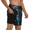 thumbnail image 2 of Logiee colorful flames dinosaur Print Men's Swim Trunk,Quick Dry Board Shorts ,Men's Swim Trunks with Compression Liner, Bathing Suits with Pockets-X-Large, 2 of 6
