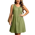 thumbnail image 3 of HVOBTTY Summer Women's Sleeveless Mini A-Line Dress Plus Size Solid Color V Neck Knee Length Loose, 3 of 5
