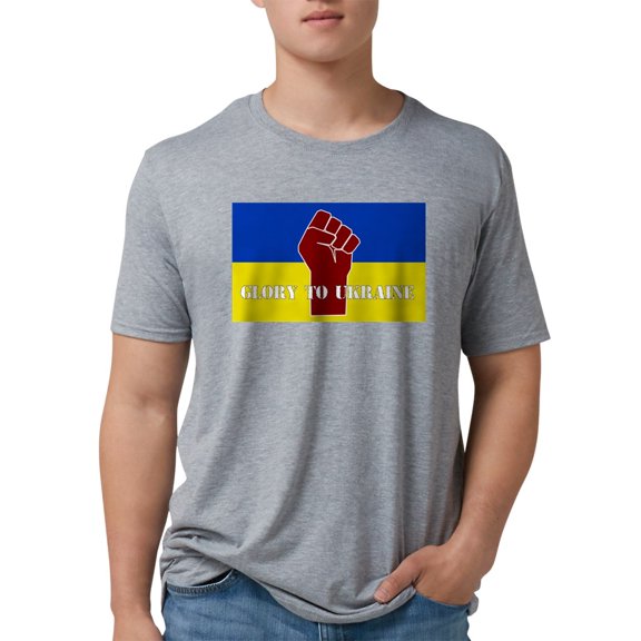 CafePress - Glory To Ukraine T Shirt - Mens Tri-blend T-Shirt
