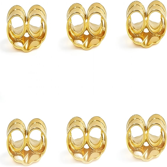 DESIGNICE 14K Gold Plated Earring Backs Yellow Ear Locking for Stud Ear Rings (3 Pairs)
