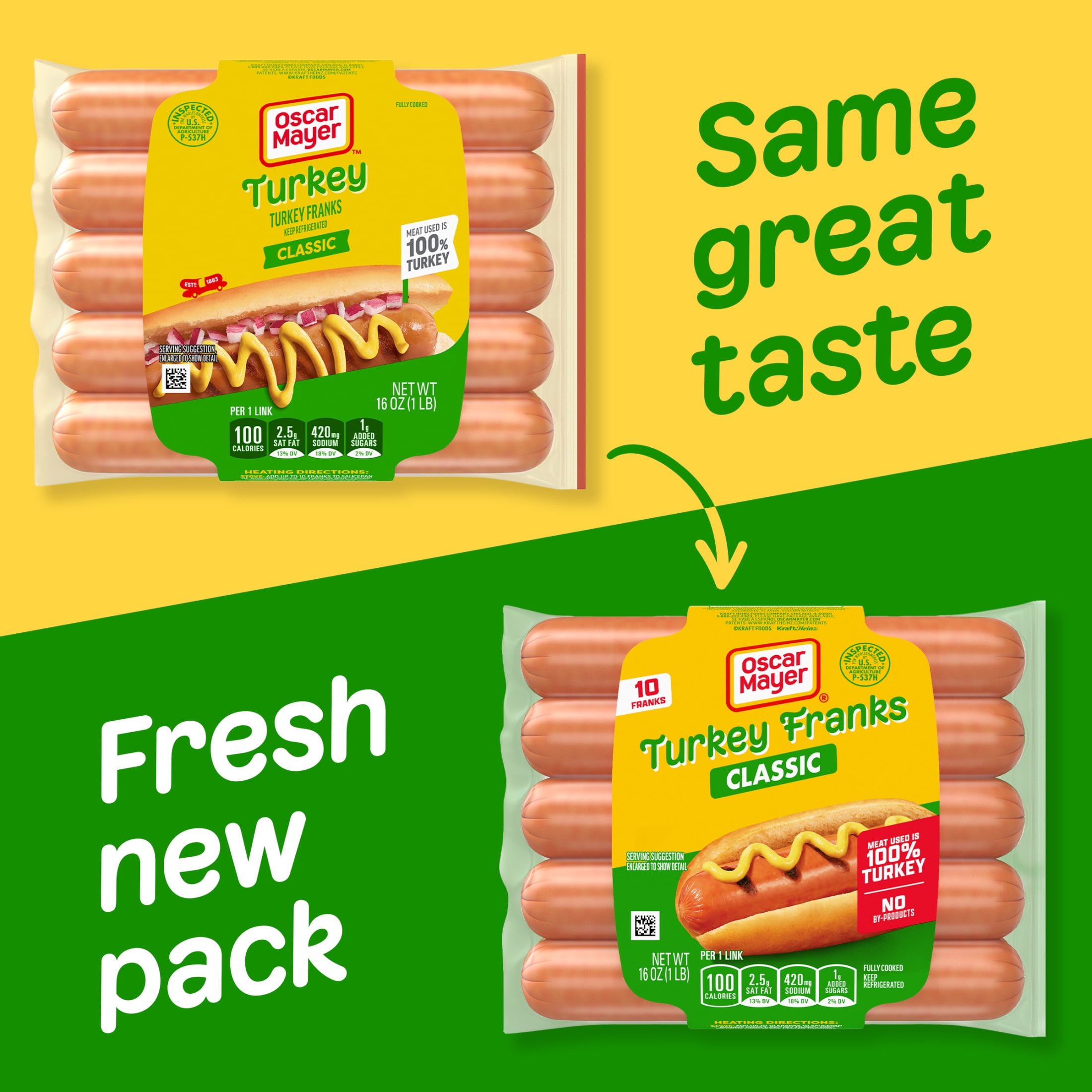 Oscar Mayer Turkey Franks Hot Dogs, 16 oz, 10 Count Pack