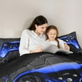 thumbnail image 5 of Manfei Gaming Bedding Sets Full with Comforter,Game Gamer Controller Duvet Insert,Gradent Navy Black Comforter Sets Full Size For Boy,Microfiber Room Decor Reversible,3pcs, 5 of 8