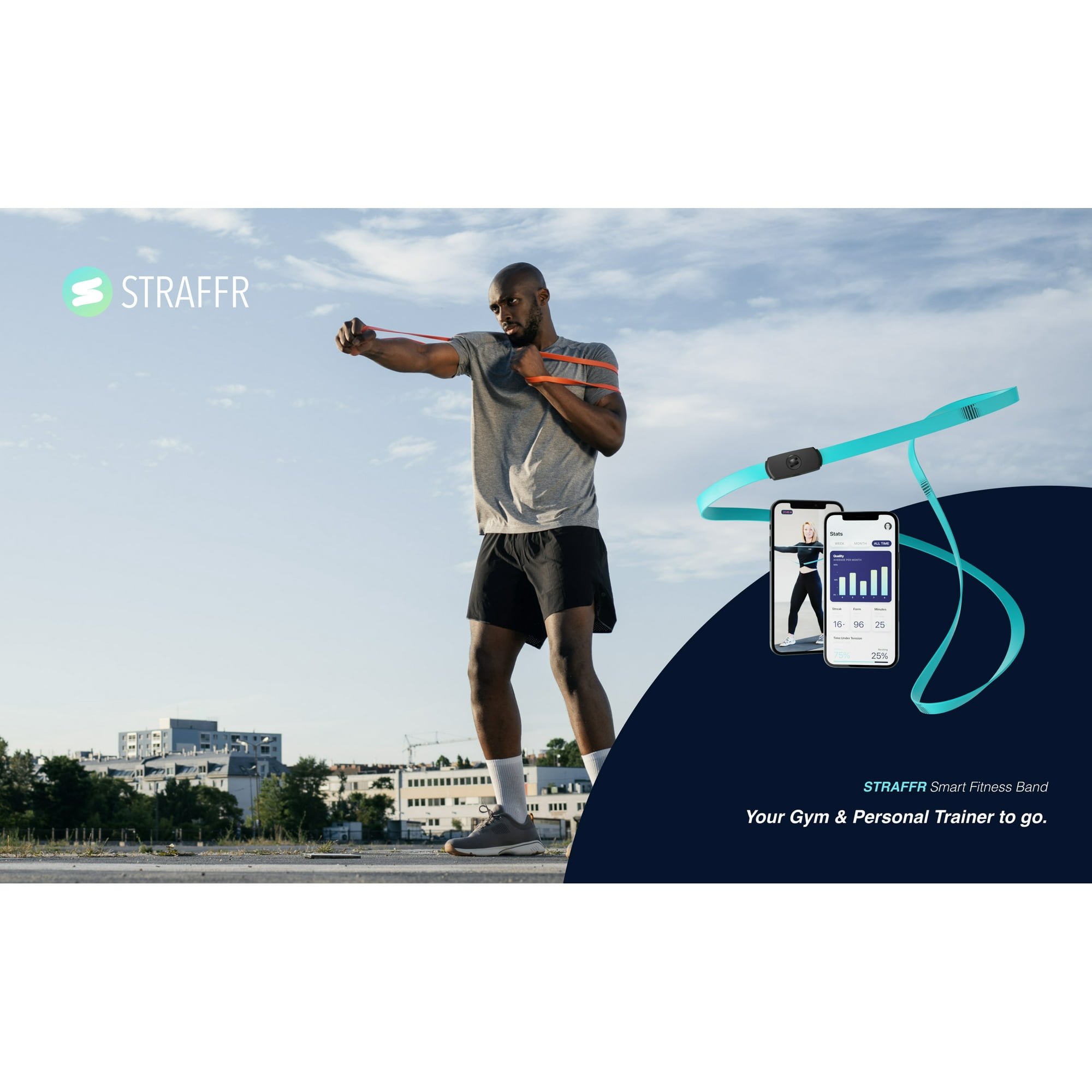 Straffr Smart Resistance Bands For Exercise Workout Tracking Fitness Band Home Gym Equipment Track Your Training Get Instruction and Live Feedback With The App Walmart