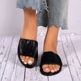 thumbnail image 3 of B91xZ Open Toe Slippers for Women Color Block Flat Sandals Open Toe Beach Slides Outdoor Shoes,Black 10.5, 3 of 5