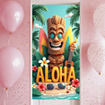 thumbnail image 6 of Wooden Tiki Statue Hawaiian Banner Ukulele Tropical Leaves Colorful Flowers Aloha for Summer Party Beach Decor Tropical Events, 6 of 8