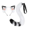 thumbnail image 1 of de accesorios para disfraz de diadema con orejas de gato y cola larga para juegos de rol de carnaval Blanco negro Yuyangstore  Cola, 1 of 8