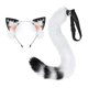 thumbnail image 1 of Diadema con orejas de gato y cola, orejas de animales, regalos divertidos de Halloween, vestido con orejas de felpa, accesorios de disfraz con orejas Blanco negro Yinane  Cola, 1 of 8