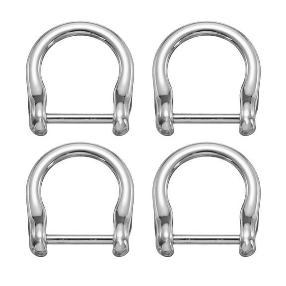 4Pack Screw in Shackle Horseshoe D-Ring, 15mm(5/8 Inch) Key Holder U-Shape Ring Buckle, Purse Strap Accessories for DIY Leather Craft Keychain, Silver