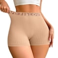 thumbnail image 2 of Siminsem Women’s Letter Print High Waisted Shorts Yoga Biker Shorts Tummy Control Breathable Stretchy Knit Boyshorts Casual Lounge Gym Shorts, Light Yellow,XL, 2 of 8