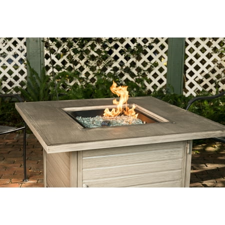 Fire Sense - Langhorne Square Aluminum LPG Fire Pit - Barnwood