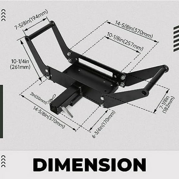 10" x 4 1/2" Cradle Winch Mounting Plate Winch Mount Recovery Winches Bumper 2'' Hitch Receiver 8000-13000 Lb Capacity Foldable