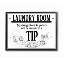 Stupell Industries Laundry Room Tips Funny Bathroom Word Design Framed Wall Art by The Saturday Evening Post
