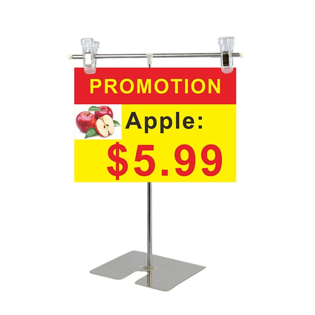 Stainless Steel Display Stand Tshaped Height Adjustable Poster Stand (Silver)