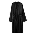 thumbnail image 3 of JTieacloth Lightweight Nightwear Mens Thin Bathrobe Long Cardigan Imitation Silk Nightgown Ice Silk Pajamas Men's Home Wear Summer Nightgown Black, 3 of 6