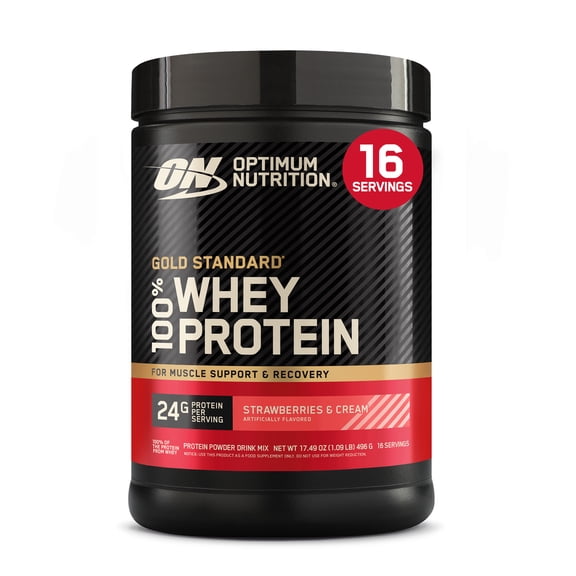 Optimum Nutrition, Gold Standard 100% Whey Protein Powder, Strawberries & Cream, 16 Servings
