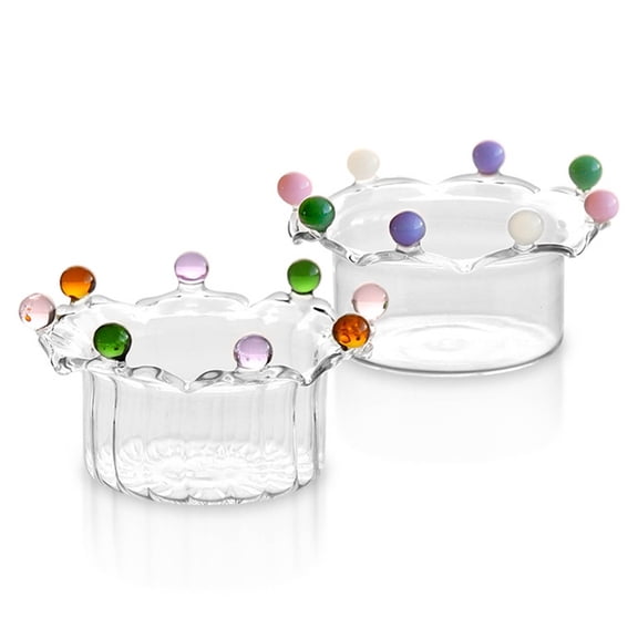High Borosilicate Glass Bowl | Colorful Flower Shape Dessert Oatmeal Yogurt Rice Ice Cream Serving Dish | High Temperature Resistant | 1 Piece | Multi-Purpose Small Size