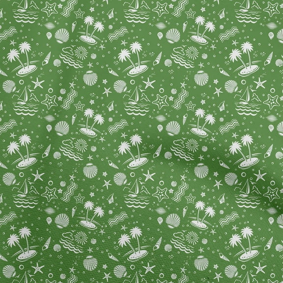 oneOone Polyester Spandex Green Fabric Beach Dress Material Fabric Print Fabric By The Yard 56 Inch Wide
