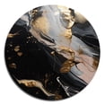 thumbnail image 2 of Designart "Marble Medley Black and Gold I" Abstract Marble Round Metal Art, 2 of 5