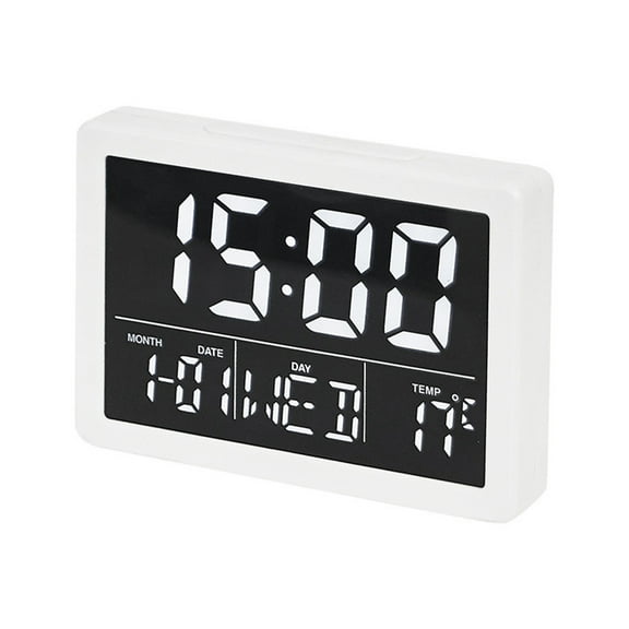 RoamHome Home Mini Clock with LCD Digital Display, Luminous Small Alarm Clock with Night Light for Kids Children Students, Automatic Call Clock, Home Supplies, Ideal Gifts (White, 1PC)