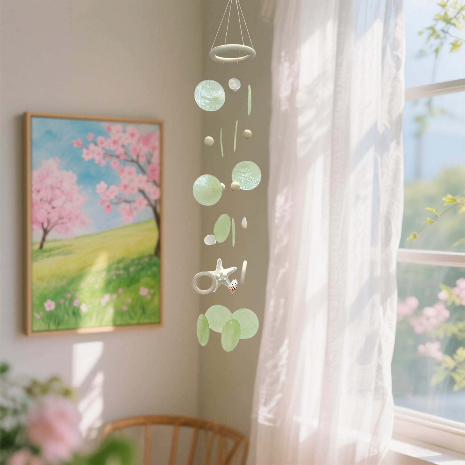 Bzdzmqm under $5 Shell Wind Chime, Sea Shell Wind Chime, Coastal Home Decor, Beach Themed Wind Chime, Outdoor Garden Decor, Balcony Hanging Ornament, Relaxing Wind Bell