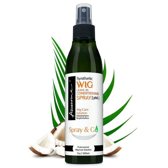 Awesome | Synthetic Wig Leave-in Conditioner Spray, pH6, Professional Wig Care Solution, Detangle Spray, Moisturizes & Replenishes Synthetic Wigs, Contains Coconut Oil, 7oz