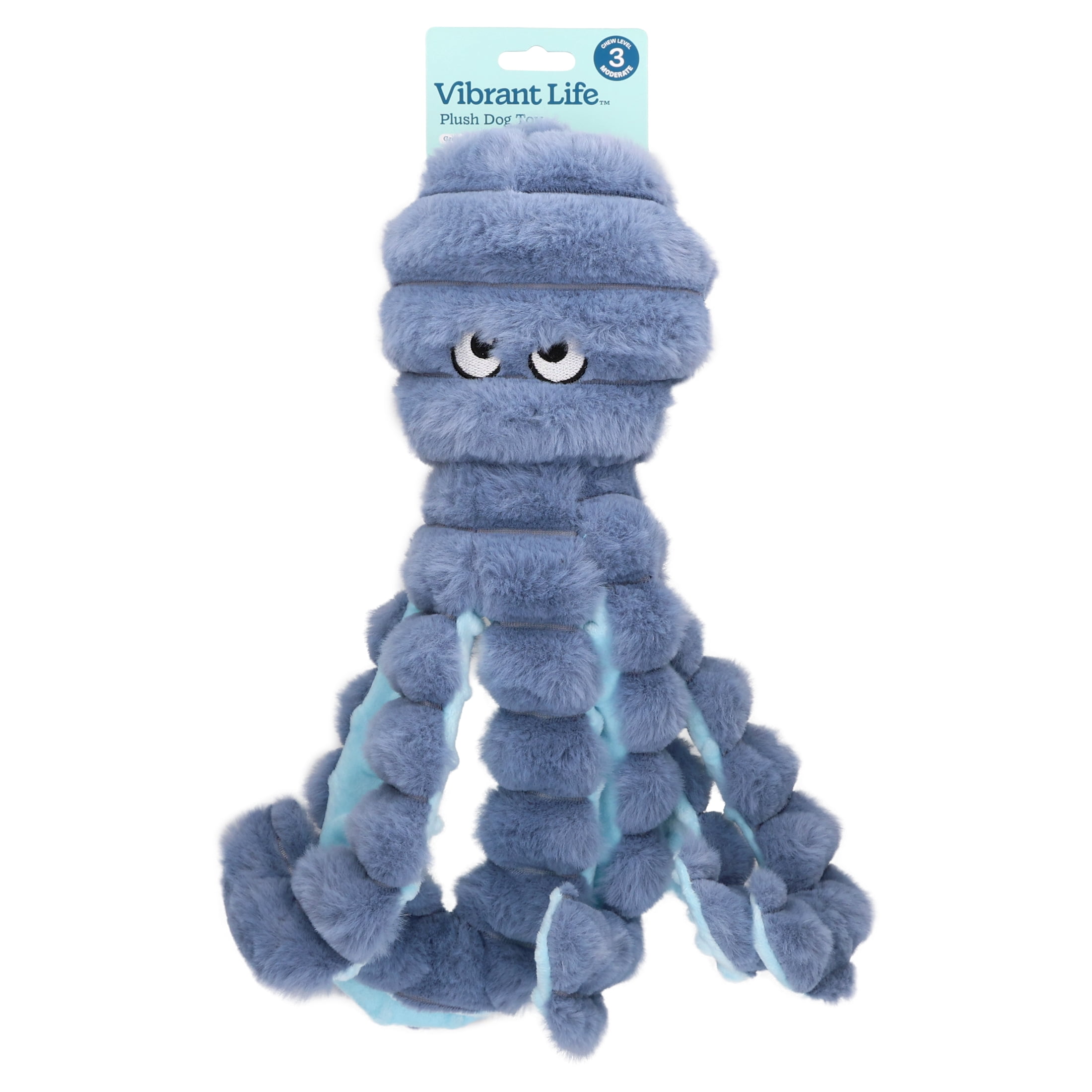 Vibrant Life Gray Octopus Plush Dog Toy with Squeaker, Chew
