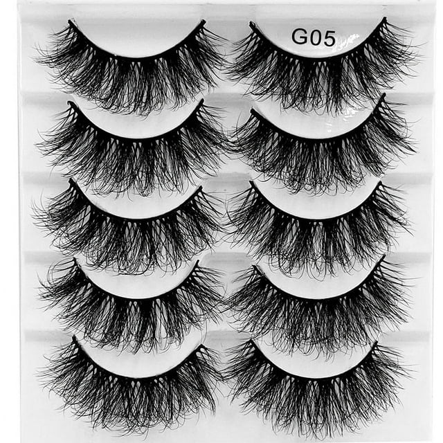 Zhuge 5 pares de pestañas de visón tenues, pestañas tupidas, aspecto natural, volumen 8D, pestañas postizas de 18 mm, G05