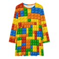 thumbnail image 2 of Building Blocks Construction Brick Loose Dress Evening Dress Summer Dresses for Women Luxury Dress Long Sleeved Dress, 2 of 4