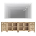 thumbnail image 4 of Large TV Stand for 100-Inch TV, TV Console Table for 85/90/95-Inch TVs, Entertainment Center with Charging Station & Glass Door, Oak Kitchen Sideboard Buffet Cabinet for Dining Room, 4 of 6
