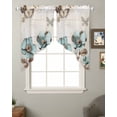 thumbnail image 2 of Retro Mallow Flowers Swag Valances for Windows, Spring Floral Butterfly Elegant Rod Pocket Sheer Valances for Small Windows, Swag Toppers Light Filtering for Kitchen Living Room 2 Panels 36''x36'', 2 of 6